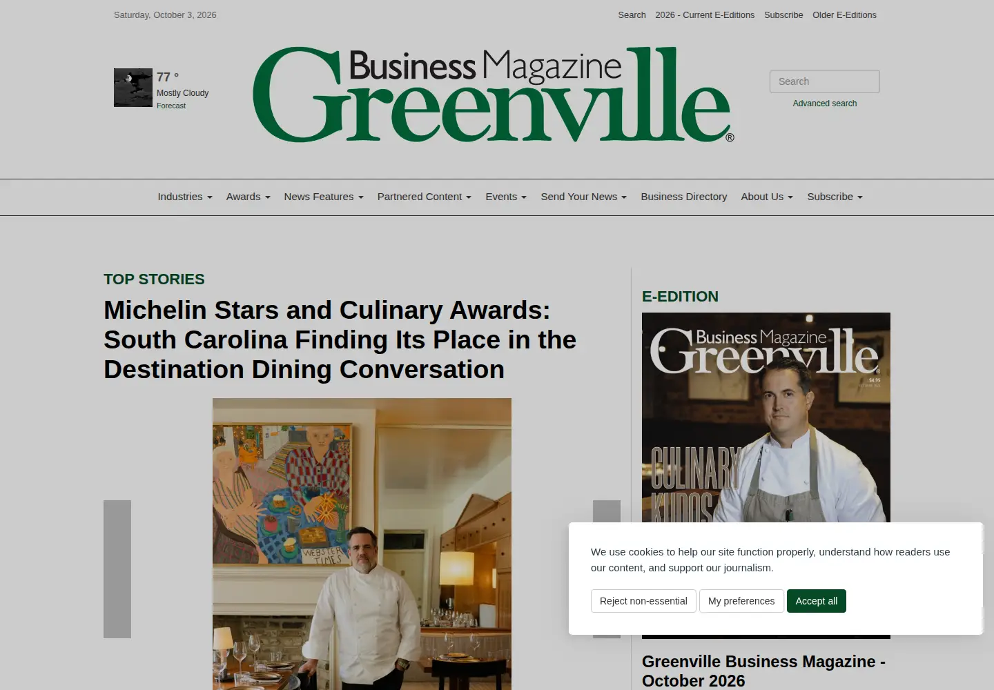 Screenshot of greenvillebusinessmag.com