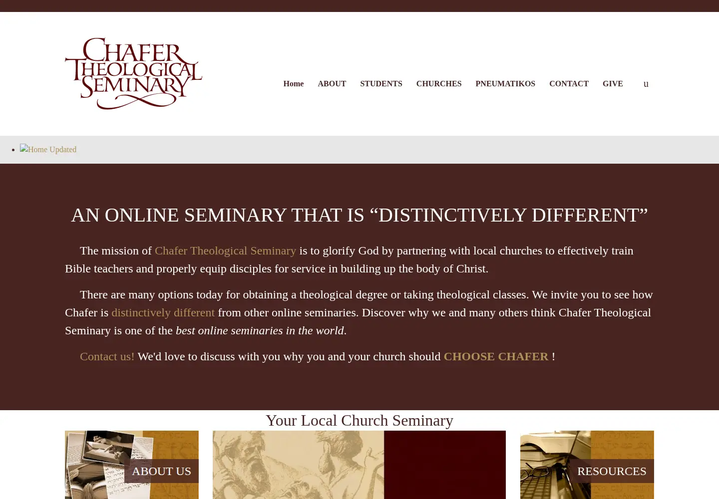 Captured homepage of chafer.edu in the current scan
