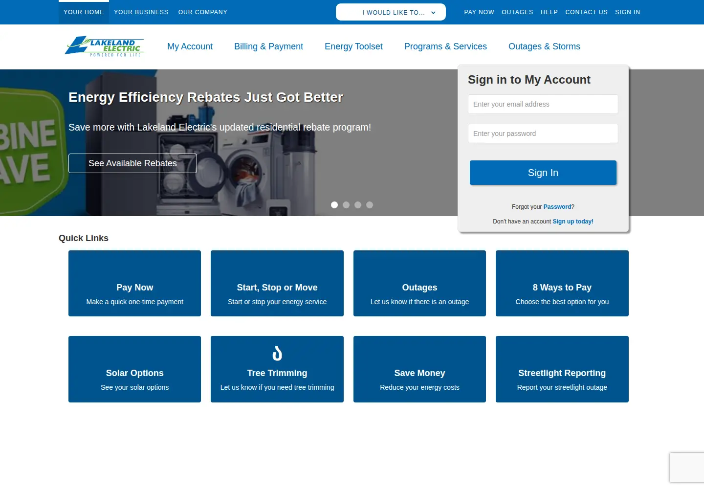 Screenshot of lakelandelectric.com