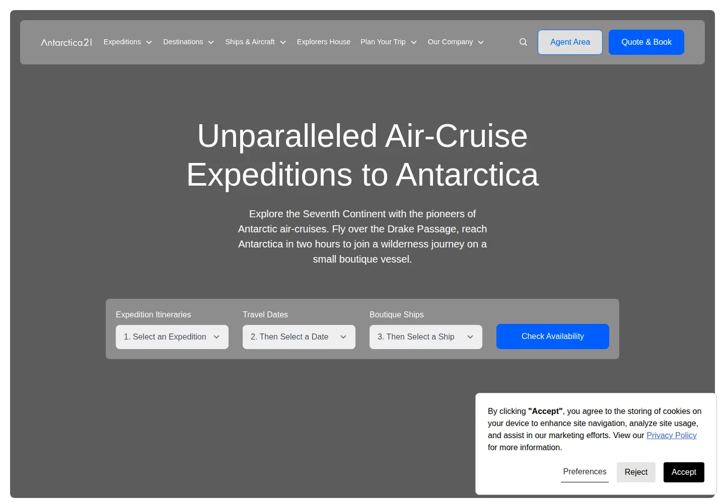 Screenshot of antarctica21.com