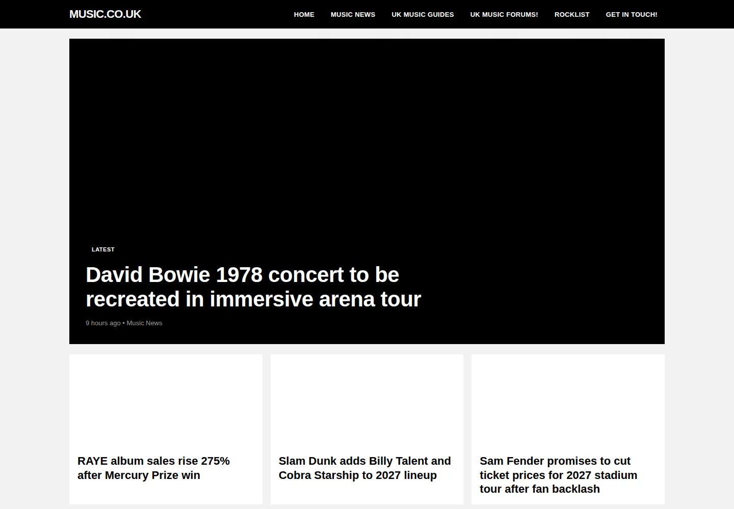 Captured homepage of ukmusic.com in the current scan