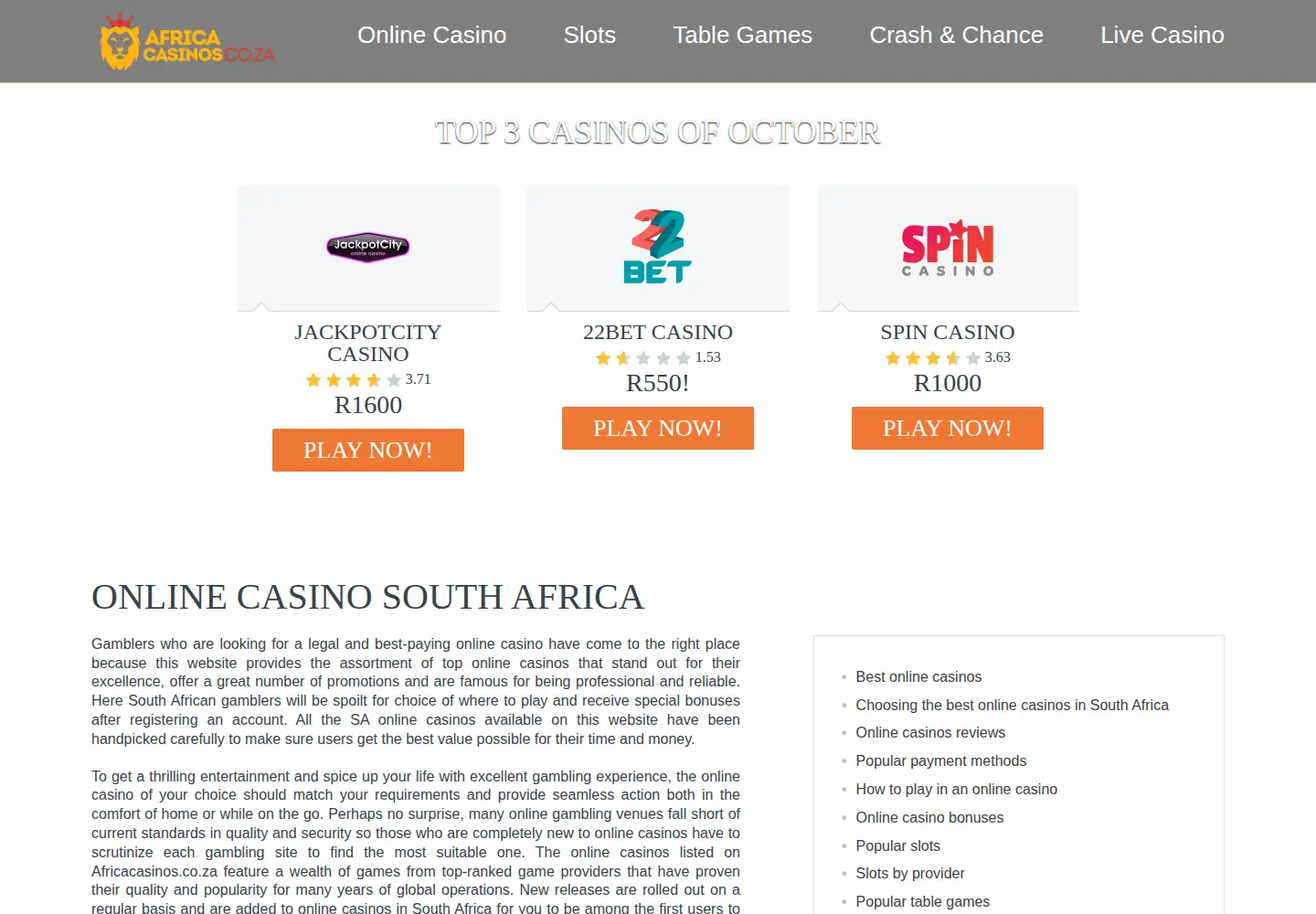 Captured homepage of asasa.org.za in the current scan