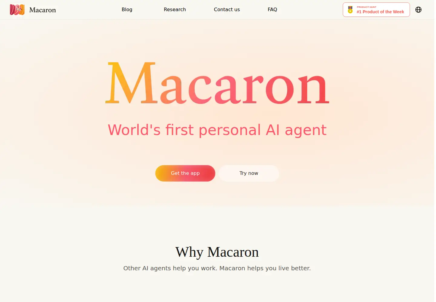 Captured homepage of macaron.im in the current scan