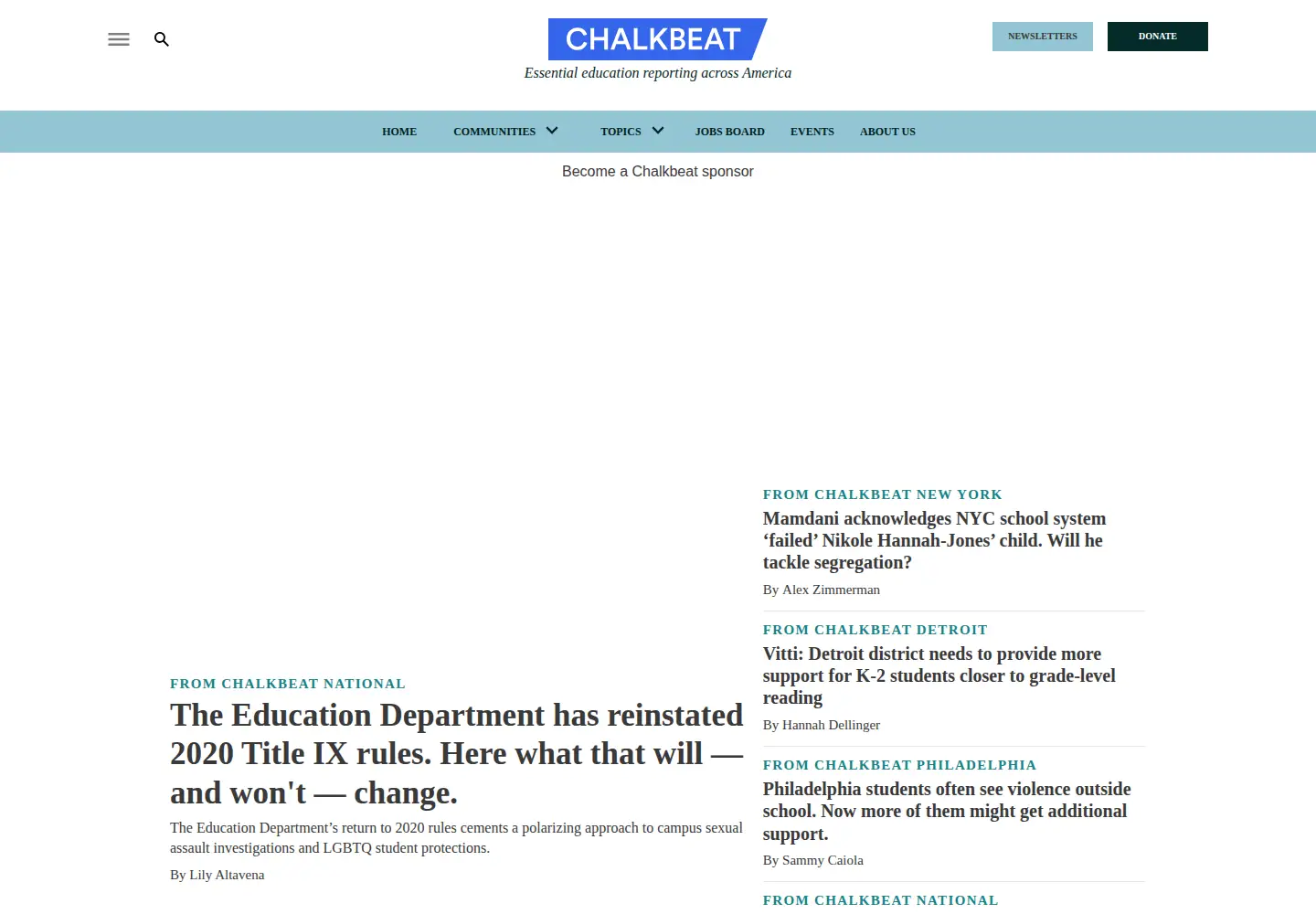 Screenshot of chalkbeat.org