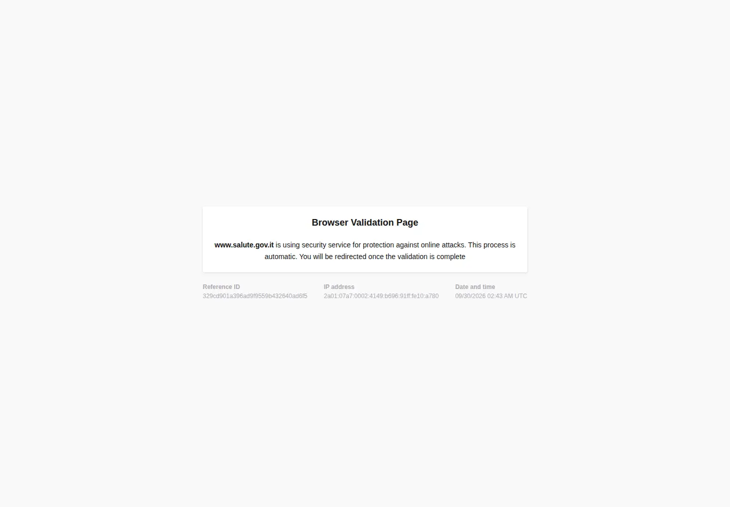 Screenshot of salute.gov.it