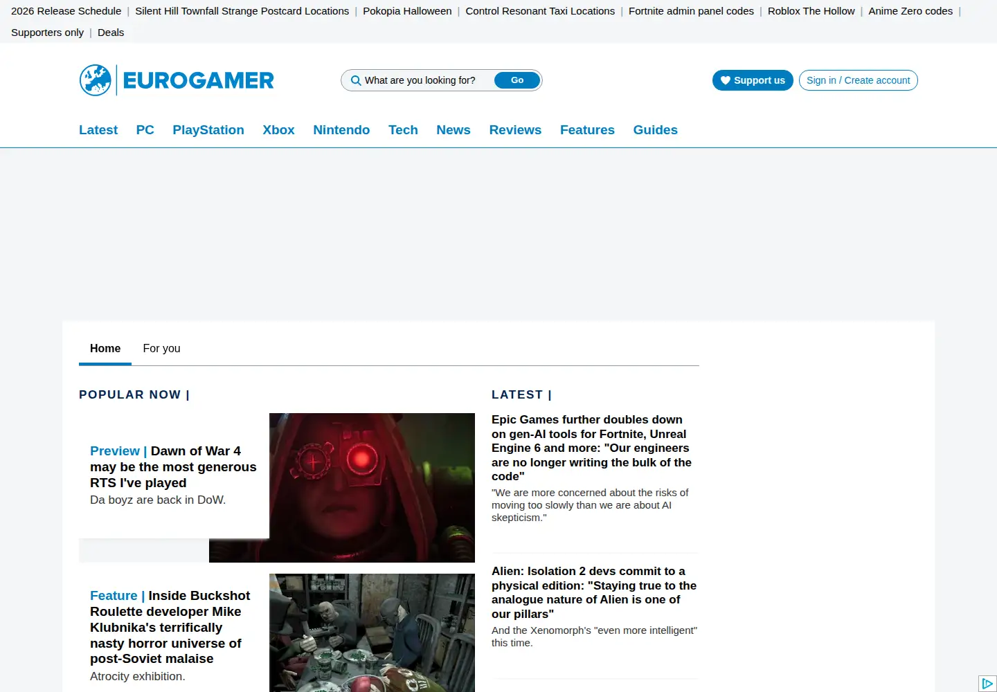 Screenshot of eurogamer.cz