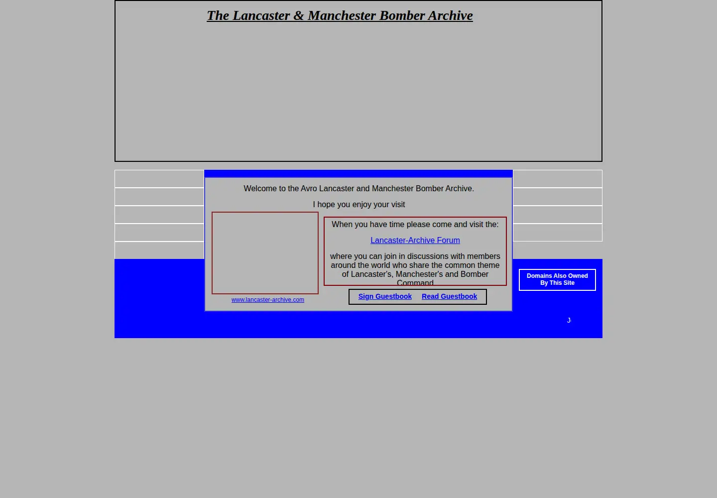 Captured homepage of lancaster-archive.com in the current scan