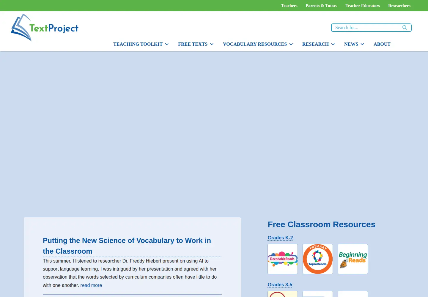 Screenshot of textproject.org