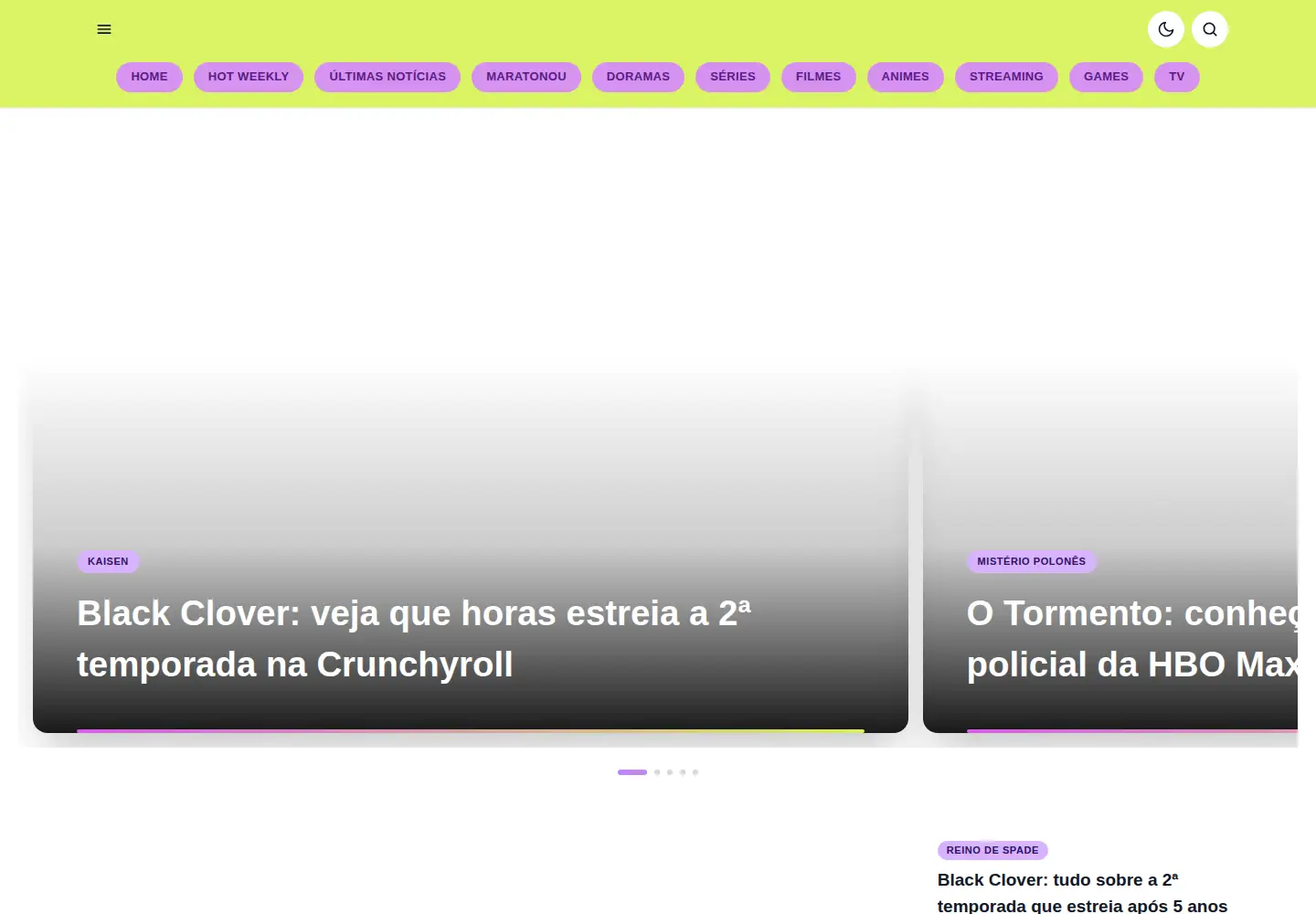Captured homepage of seriesemcena.com.br in the current scan