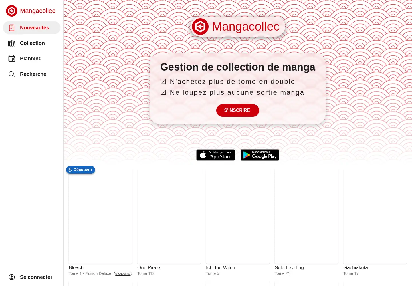 Captured homepage of mangacollec.com in the current scan