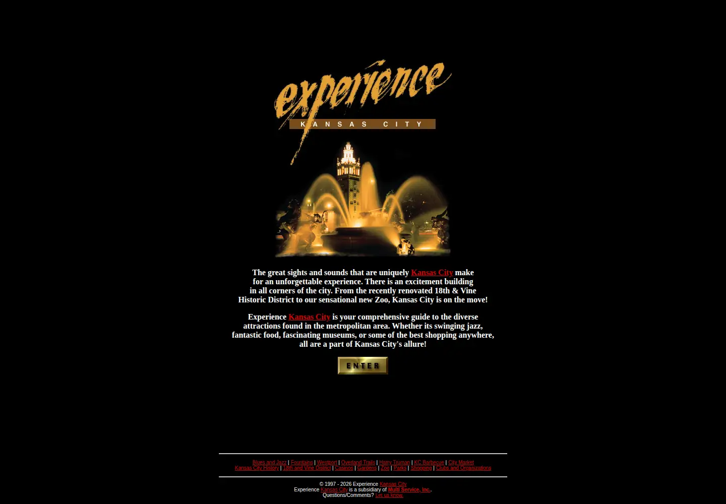 Captured homepage of experiencekc.com in the current scan