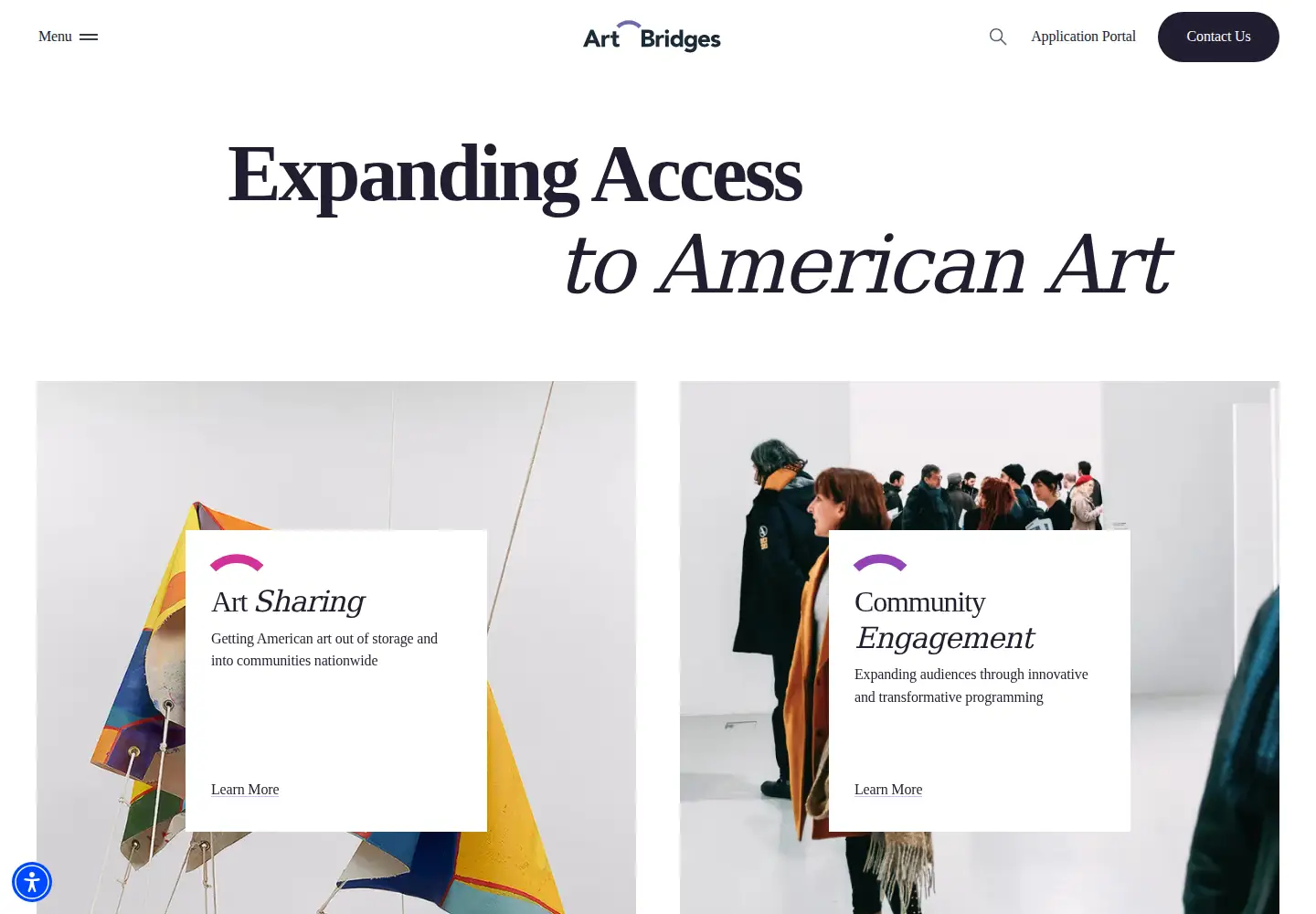 Screenshot of artbridgesfoundation.org