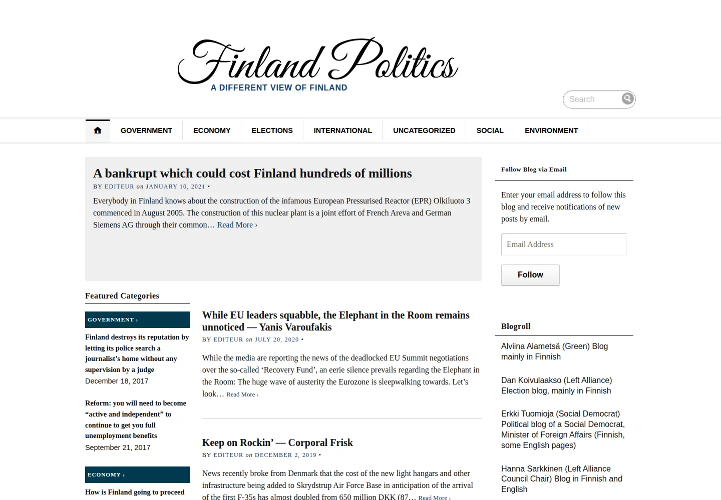 Screenshot of finlandpolitics.org