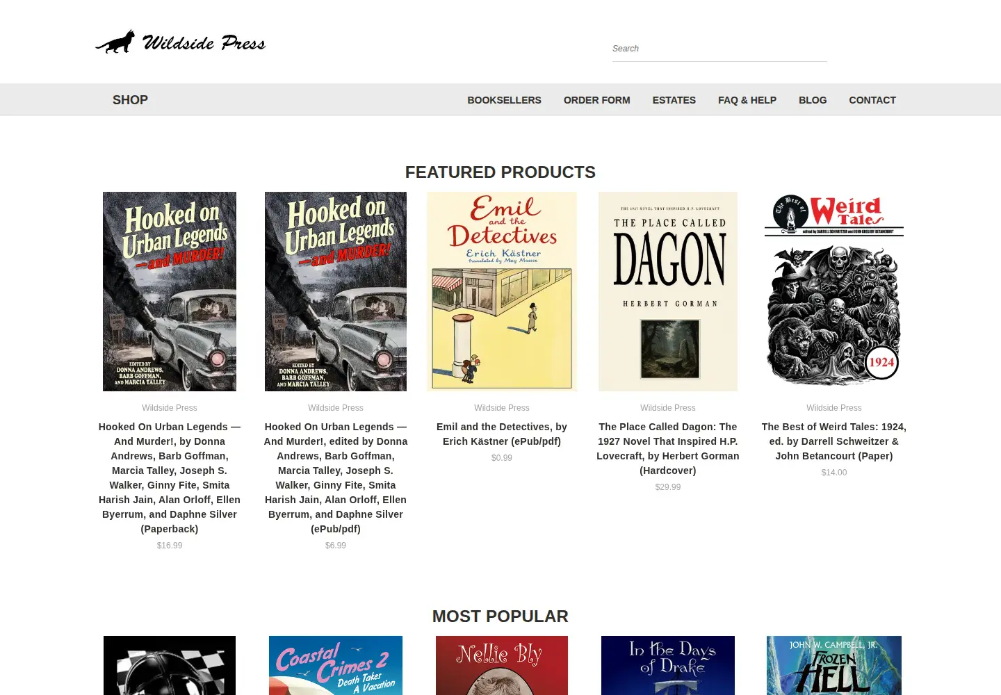 Captured homepage of wildsidepress.com in the current scan