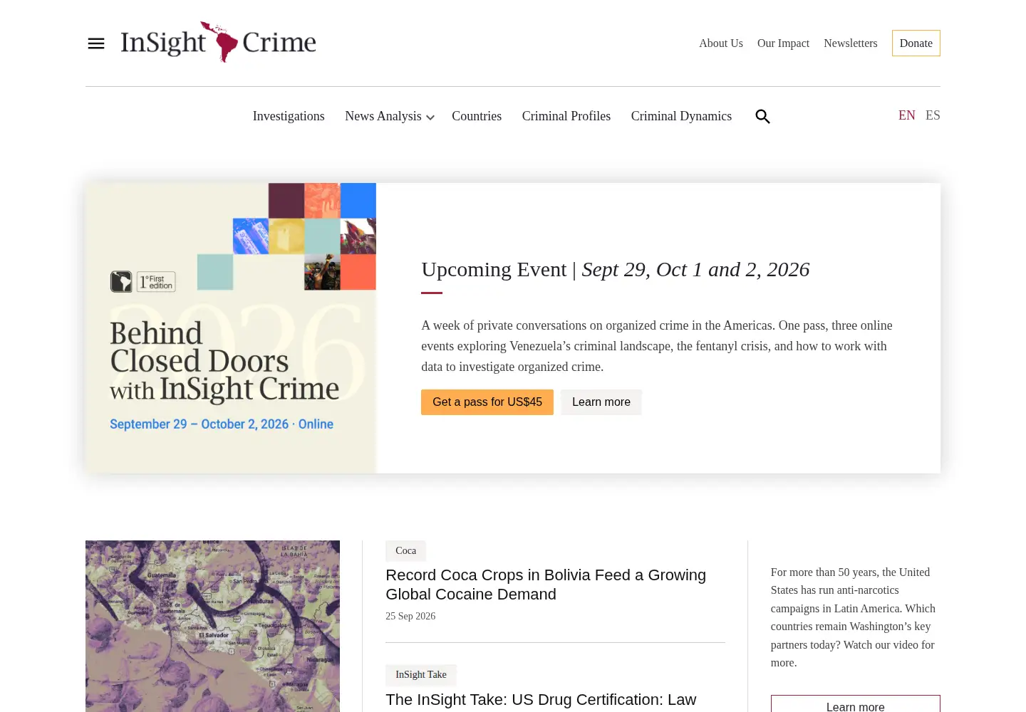 Screenshot of insightcrime.org