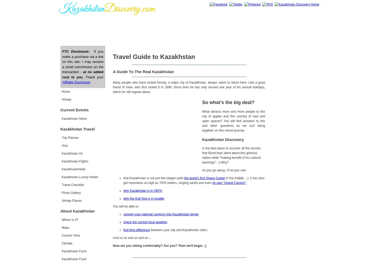 Captured homepage of kazakhstandiscovery.com in the current scan