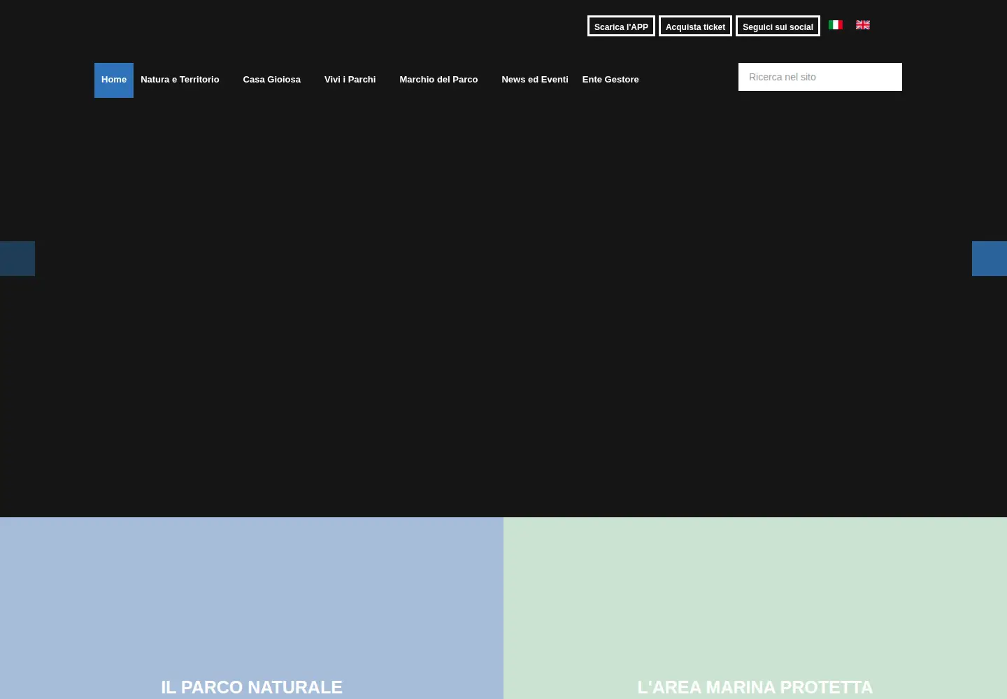 Captured homepage of parcodiportoconte.it in the current scan