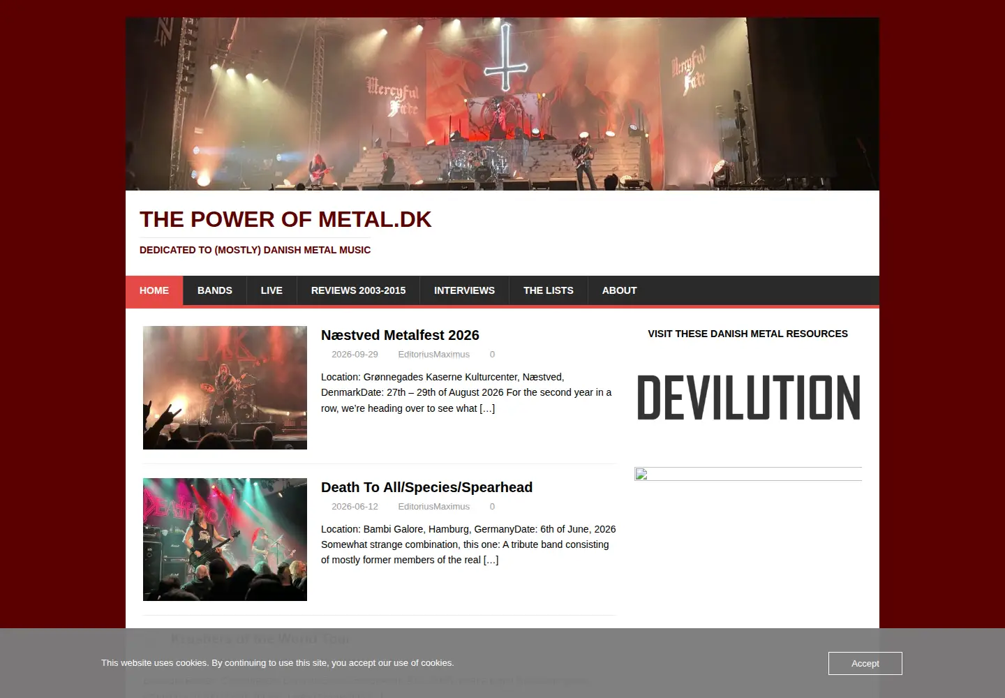 Screenshot of powerofmetal.dk