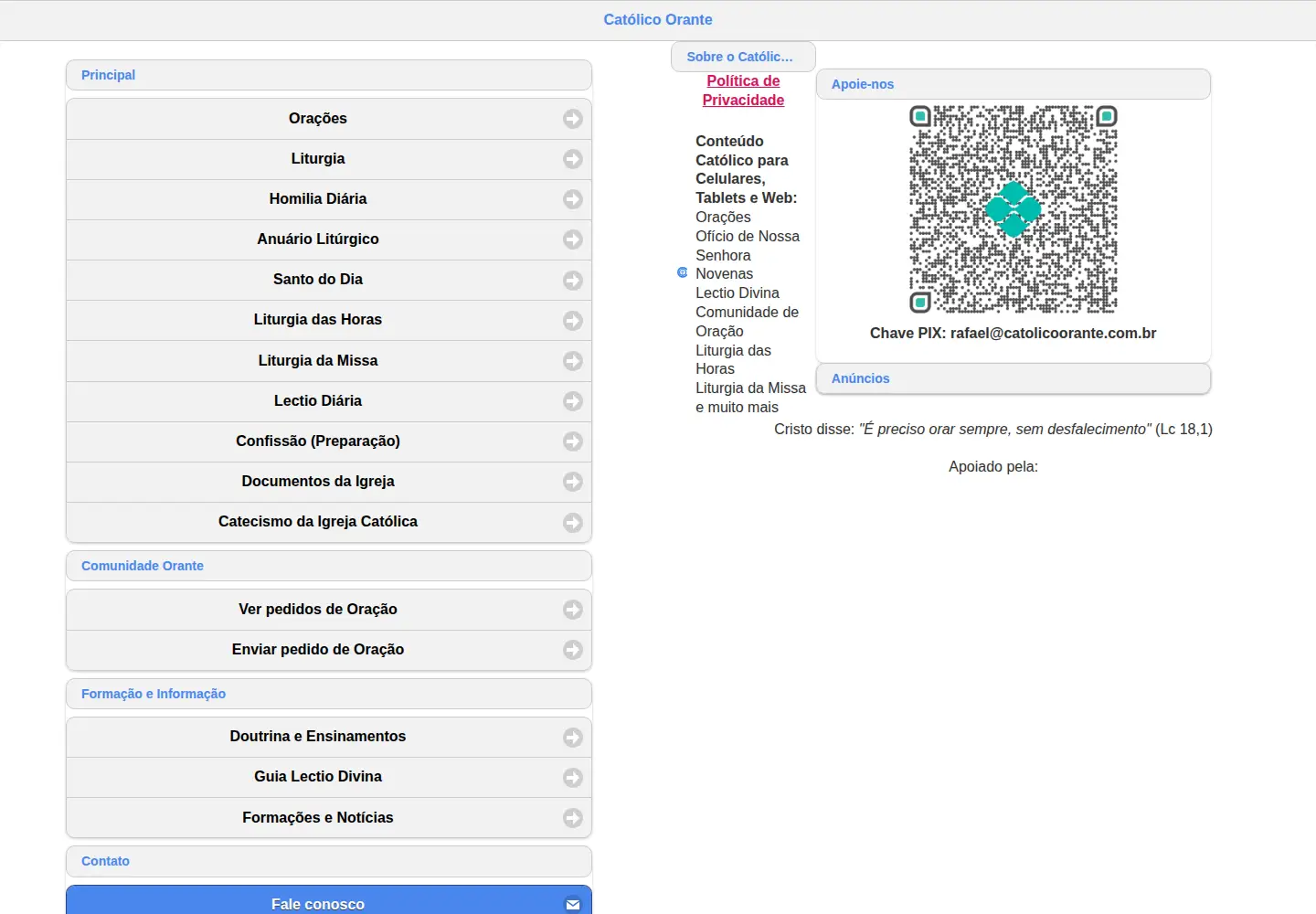 Screenshot of catolicoorante.com.br