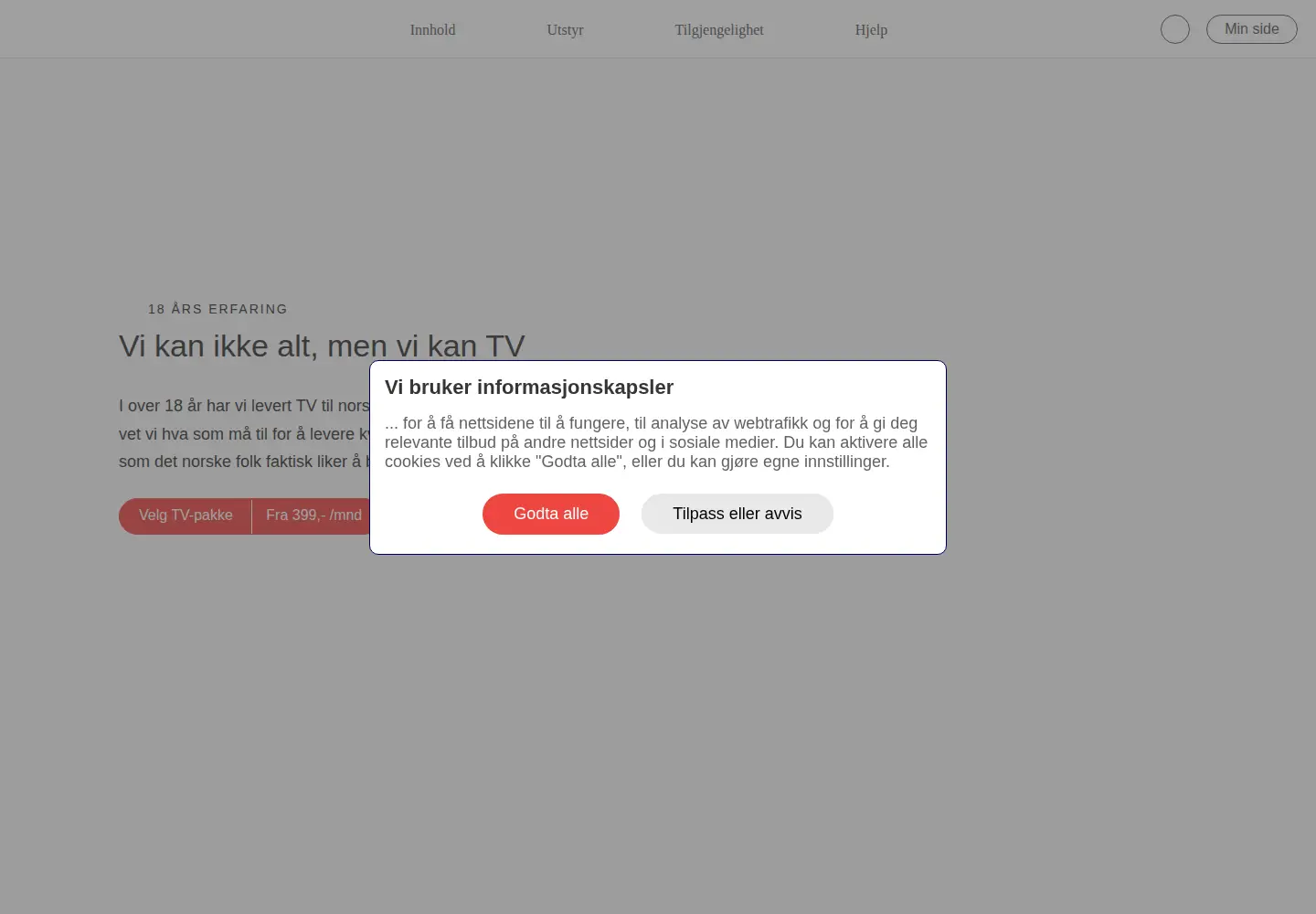 Screenshot of rikstv.no