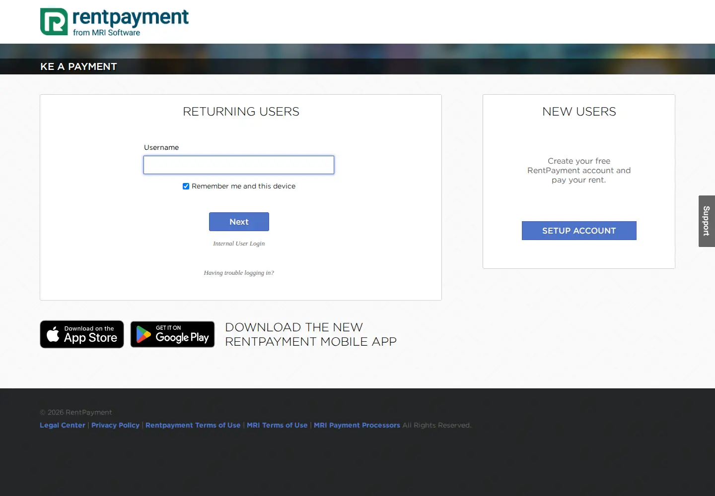 Screenshot of rentpayment.com