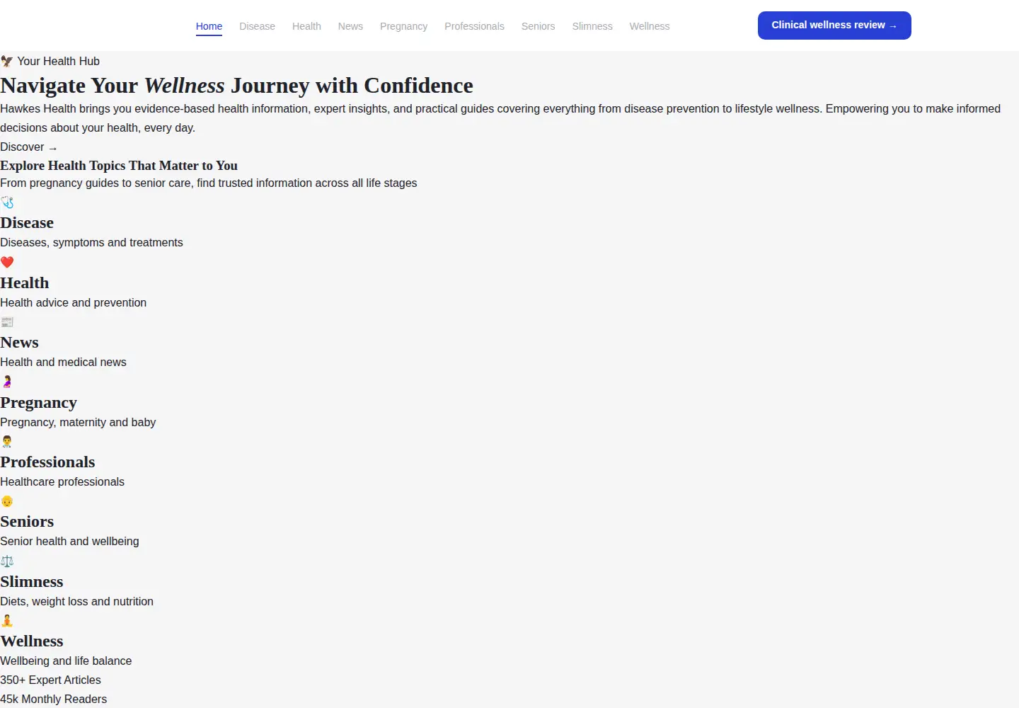 Screenshot of hawkeshealth.net
