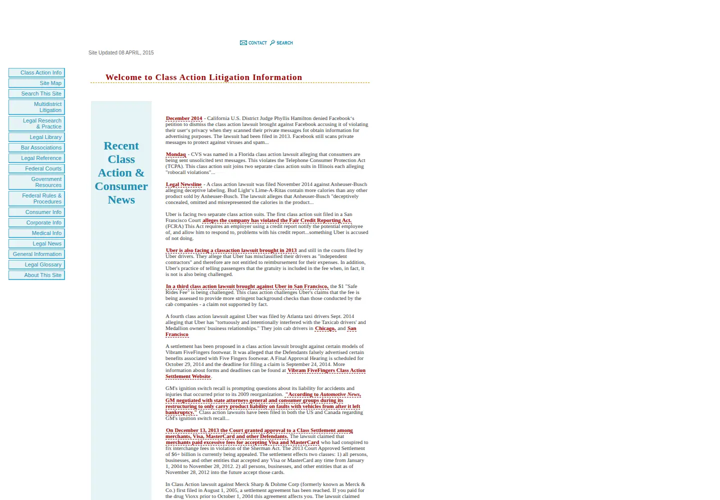 Captured homepage of classactionlitigation.com in the current scan
