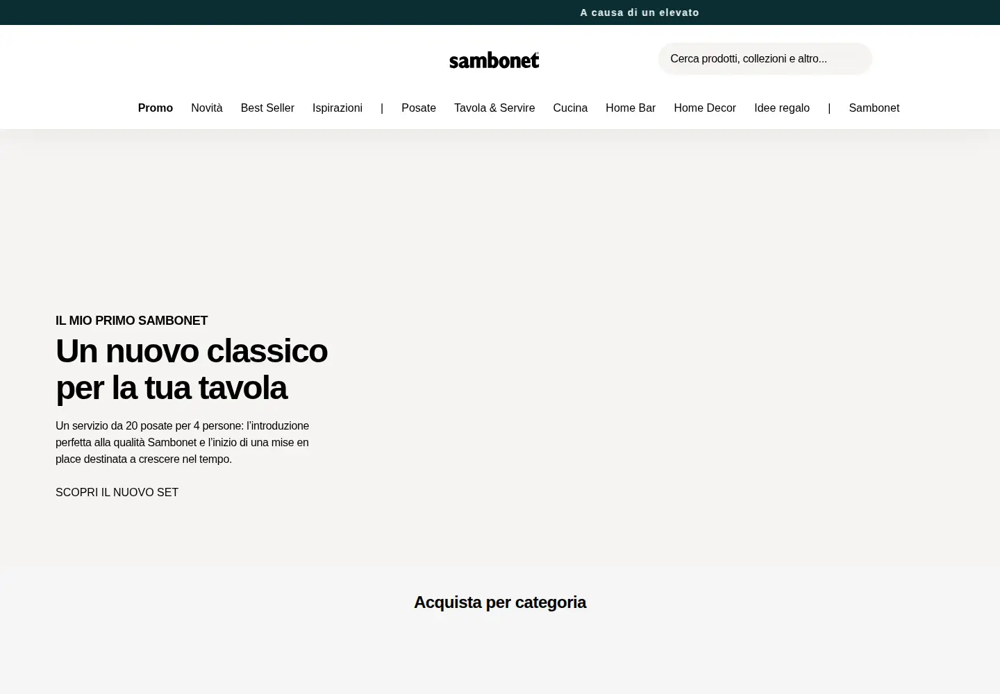 Captured homepage of sambonet.it in the current scan