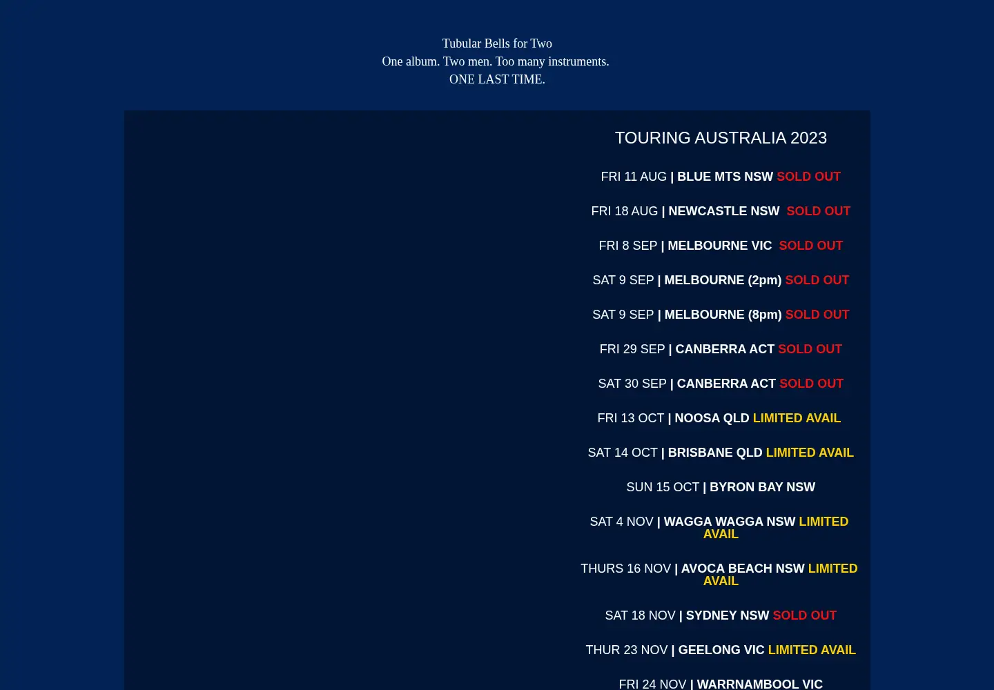 Screenshot of tubularbellsfortwo.com