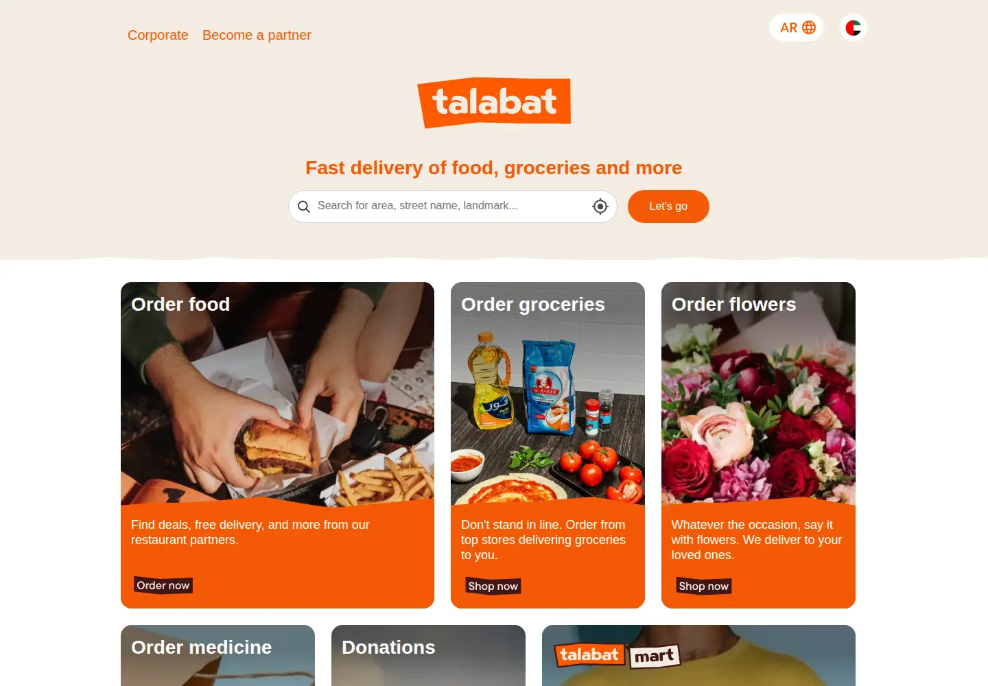 Screenshot of talabat.com