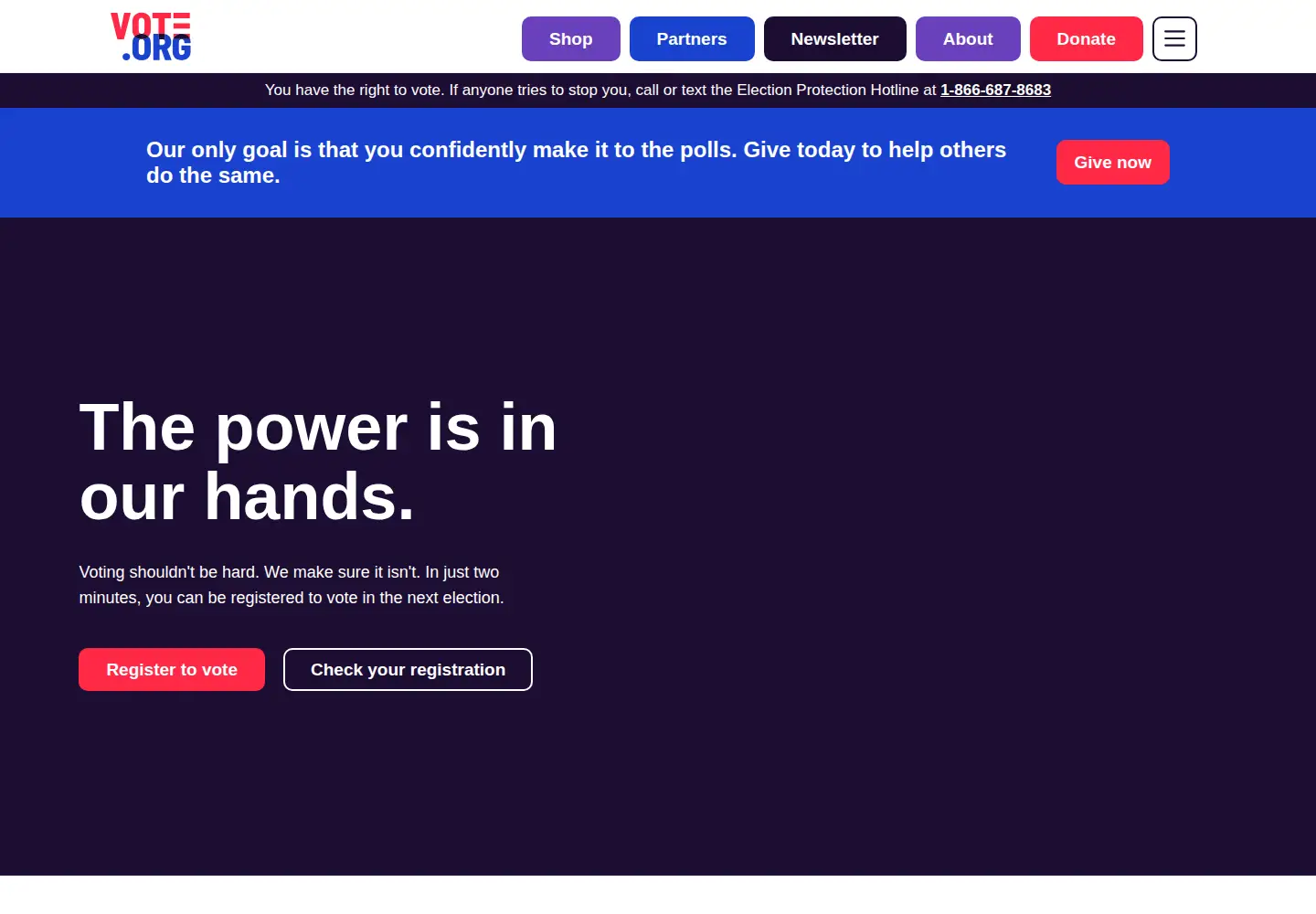 Screenshot of vote.org