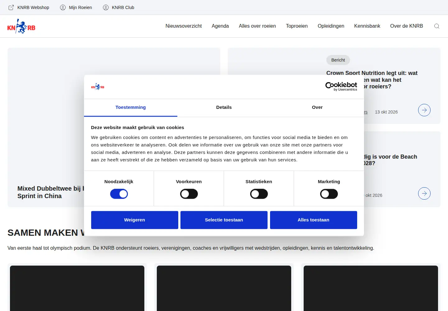 Screenshot of roeien.nl