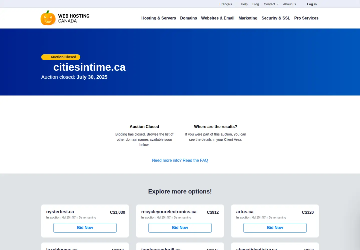 Screenshot of citiesintime.ca