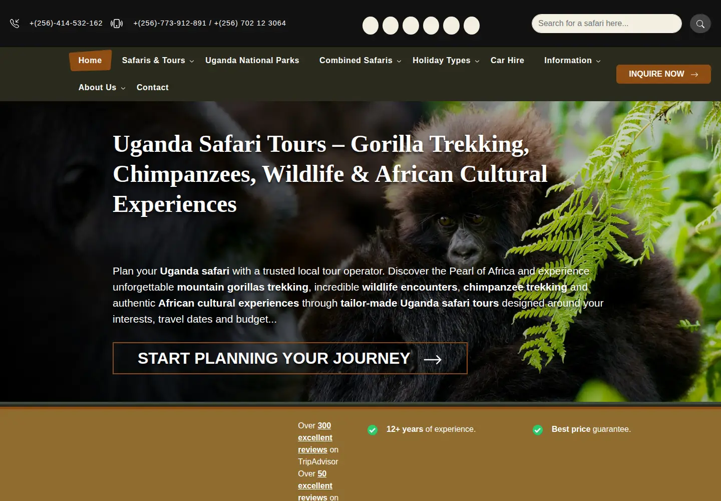 Screenshot of primeugandasafaris.com