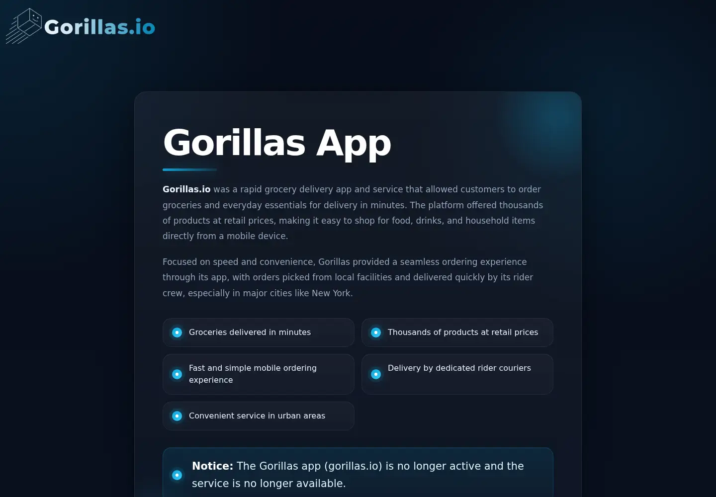 Screenshot of gorillas.io