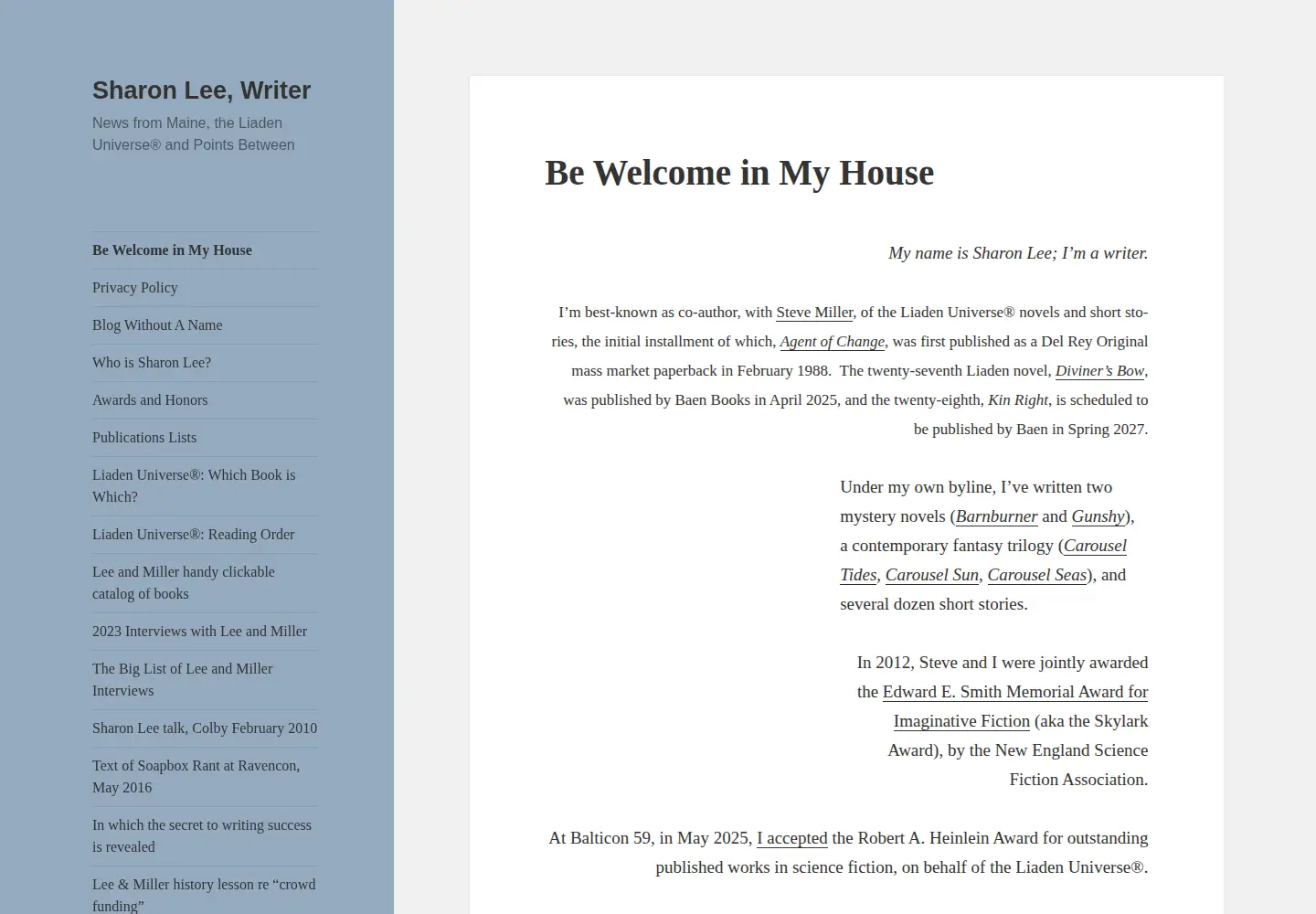 Screenshot of sharonleewriter.com