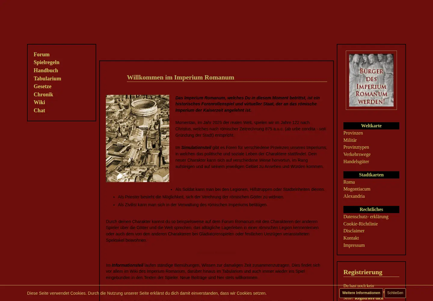Captured homepage of imperium-romanum.info in the current scan