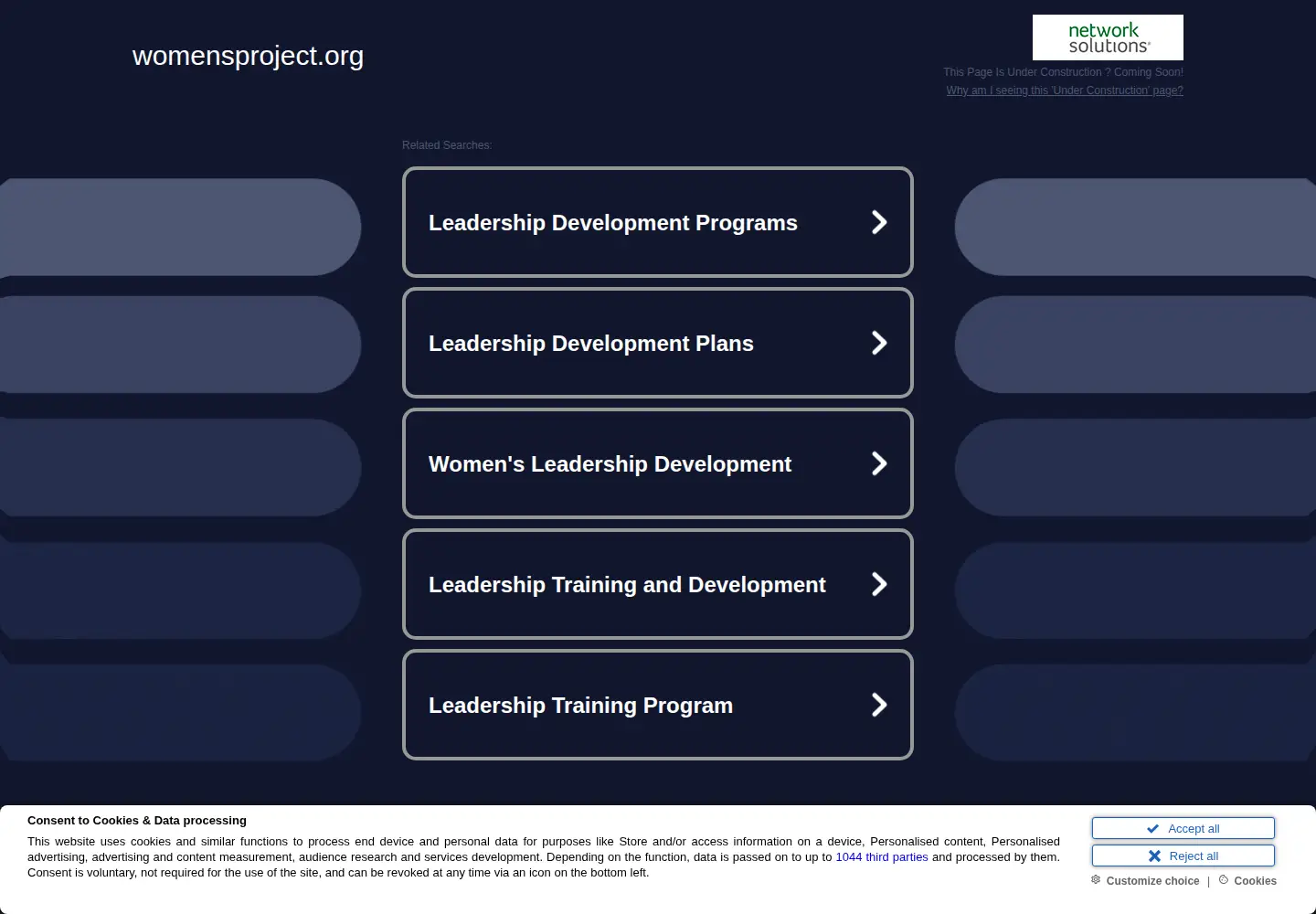 Captured homepage of womensproject.org in the current scan