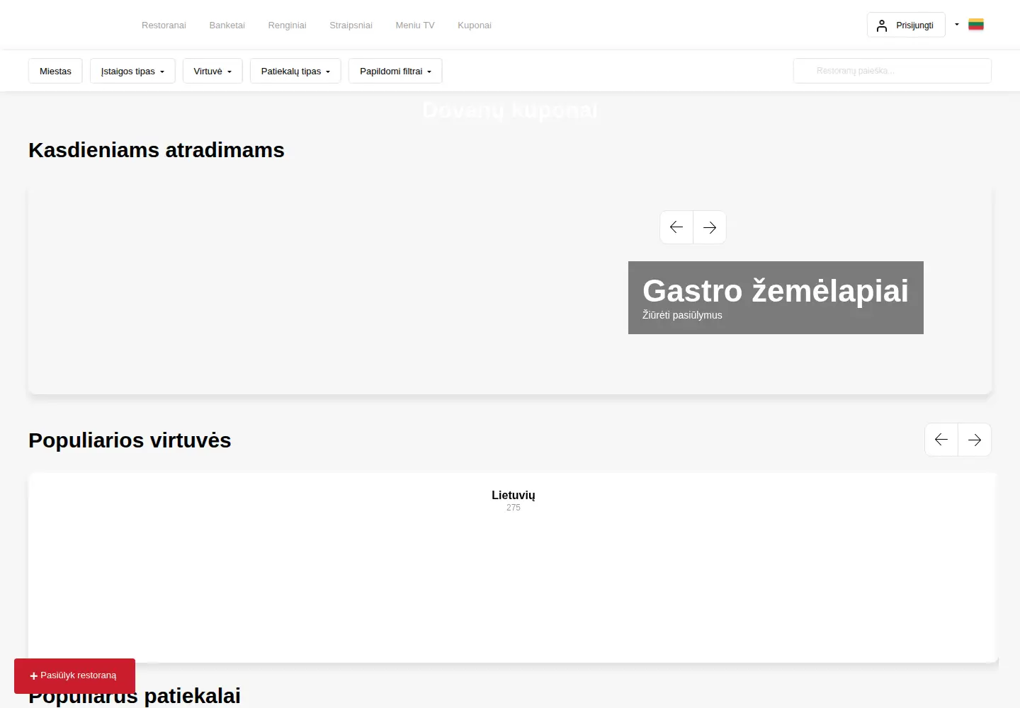 Screenshot of meniu.lt