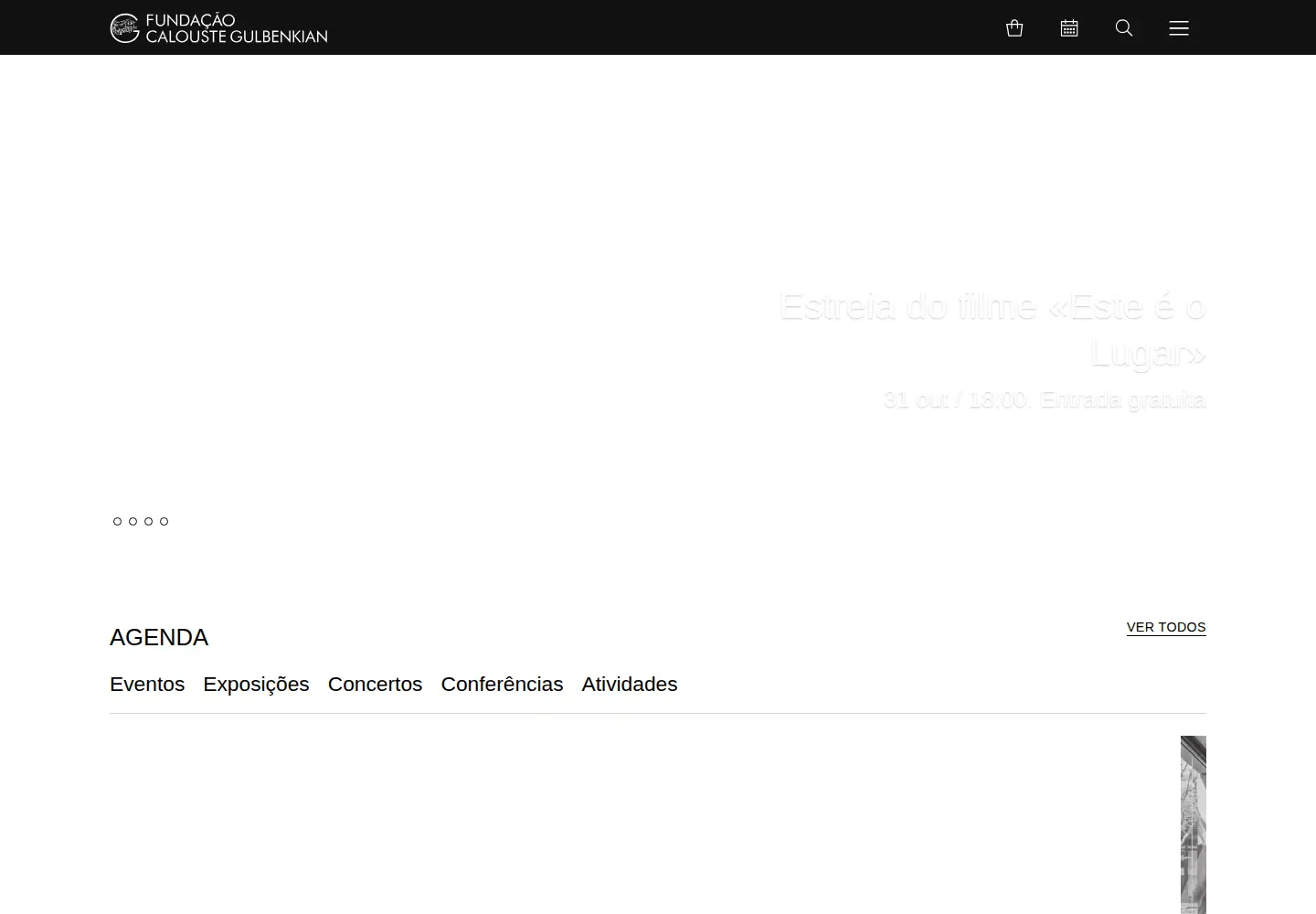 Captured homepage of gulbenkian.org in the current scan