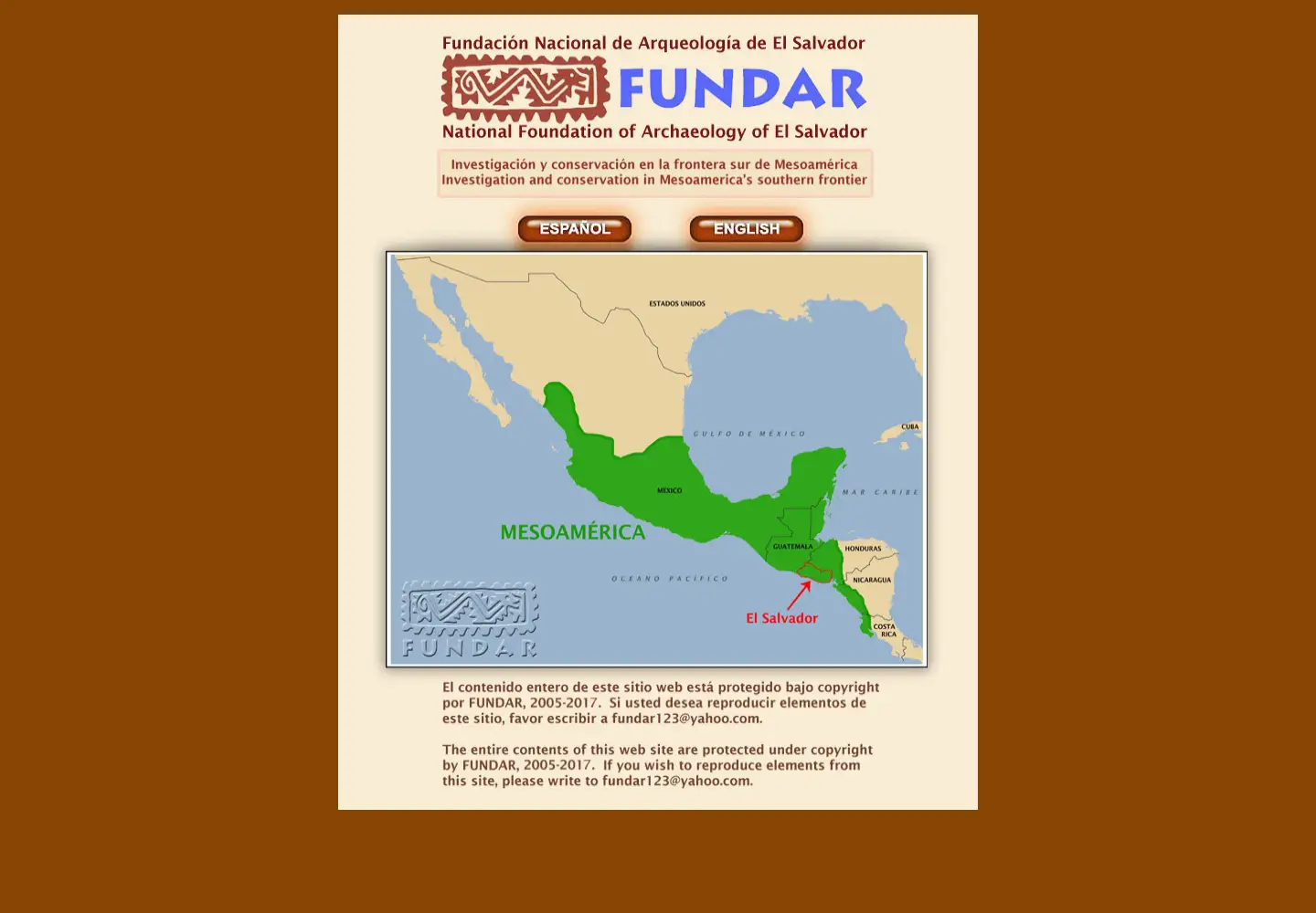 Captured homepage of fundar.org.sv in the current scan