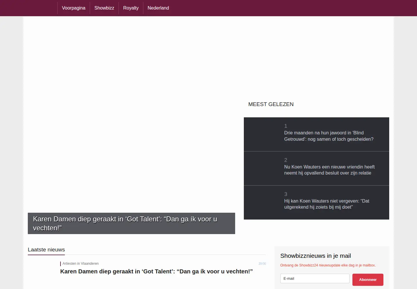 Screenshot of showbizz24.be