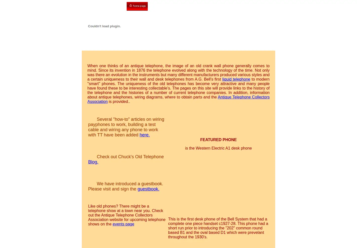 Screenshot of antiquetelephonehistory.com