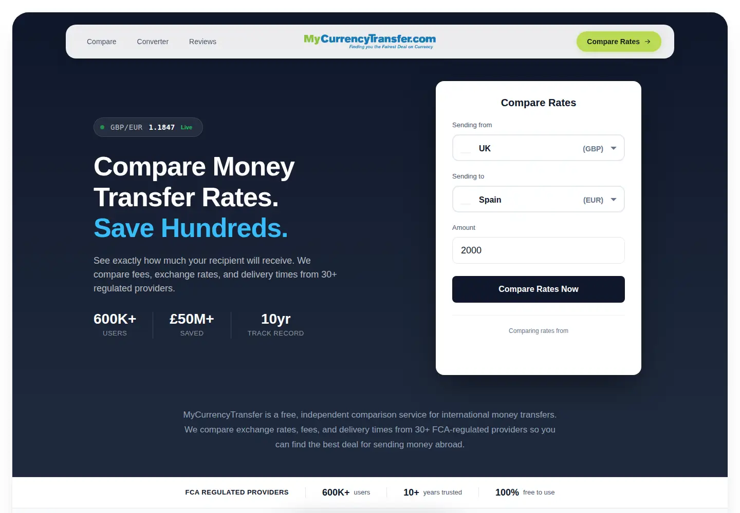 Captured homepage of mycurrencytransfer.com in the current scan