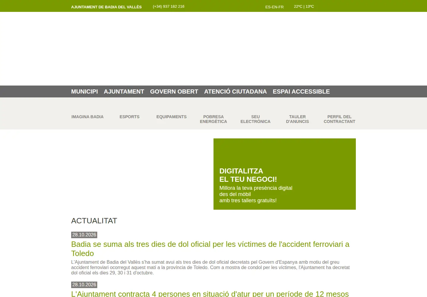 Captured homepage of badiadelvalles.net in the current scan