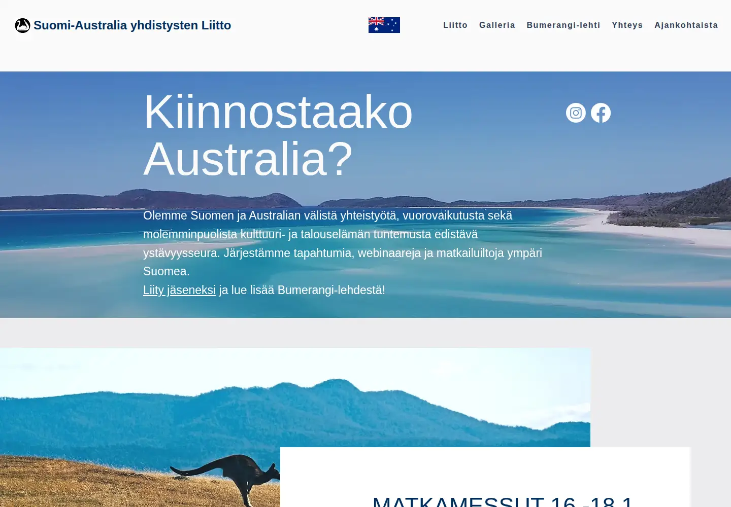 Captured homepage of suomi-australia.fi in the current scan