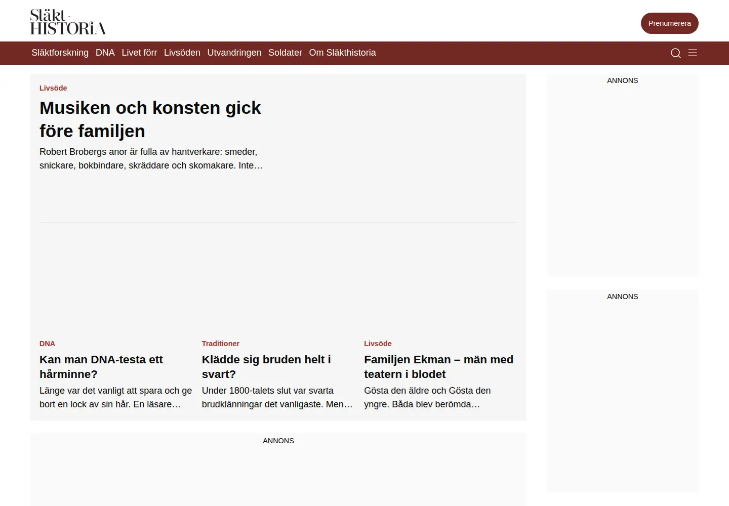Screenshot of slakthistoria.se