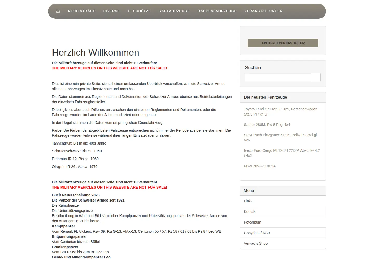 Screenshot of militaerfahrzeuge.ch
