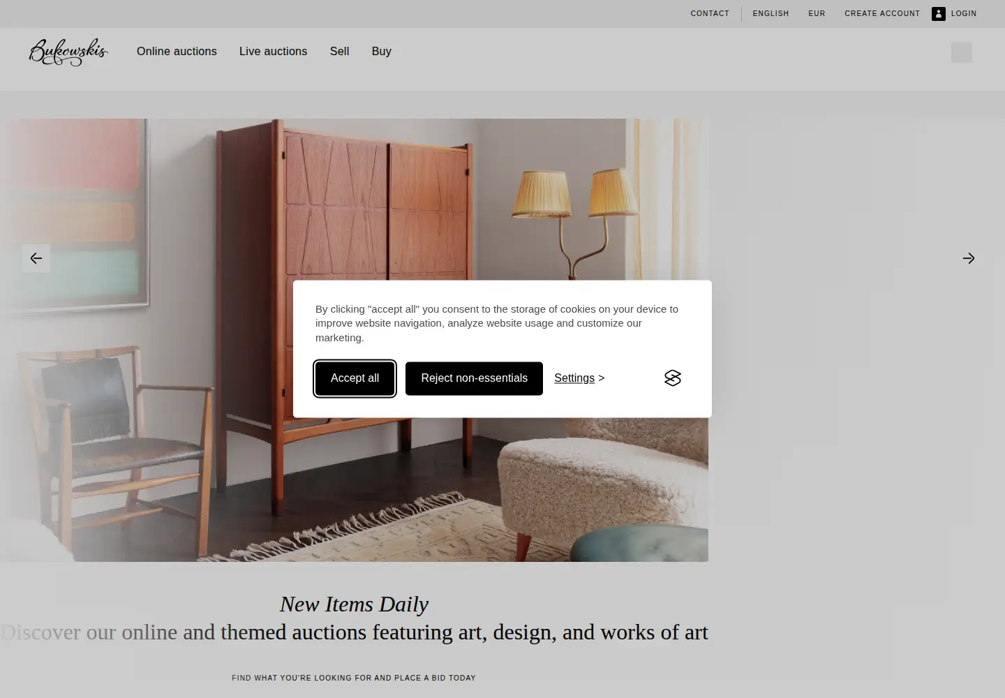Captured homepage of bukowskis.se in the current scan
