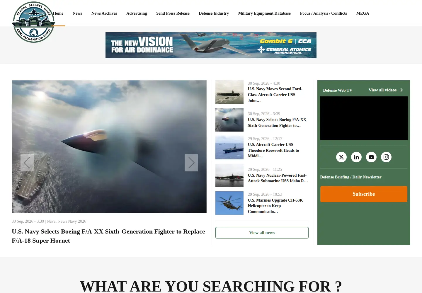 Screenshot of armyrecognition.com